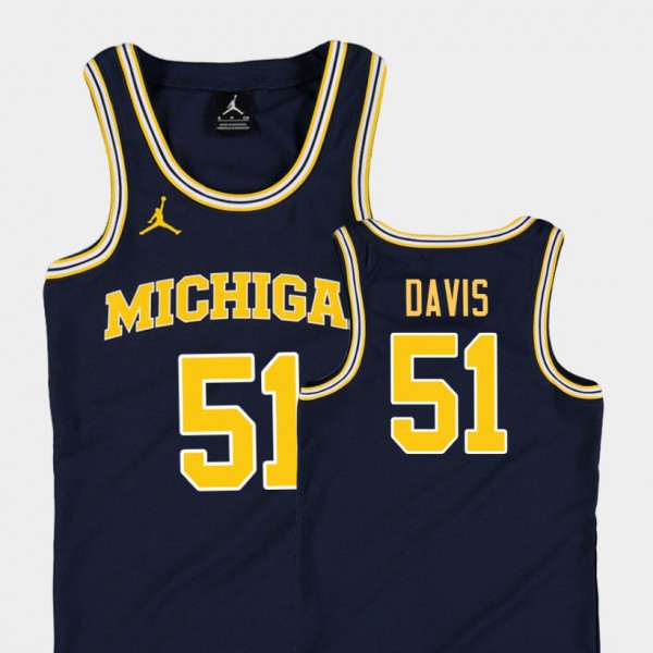 University of Michigan #51 Kids Austin Davis Jersey Navy NCAA College Basketball Jordan Replica